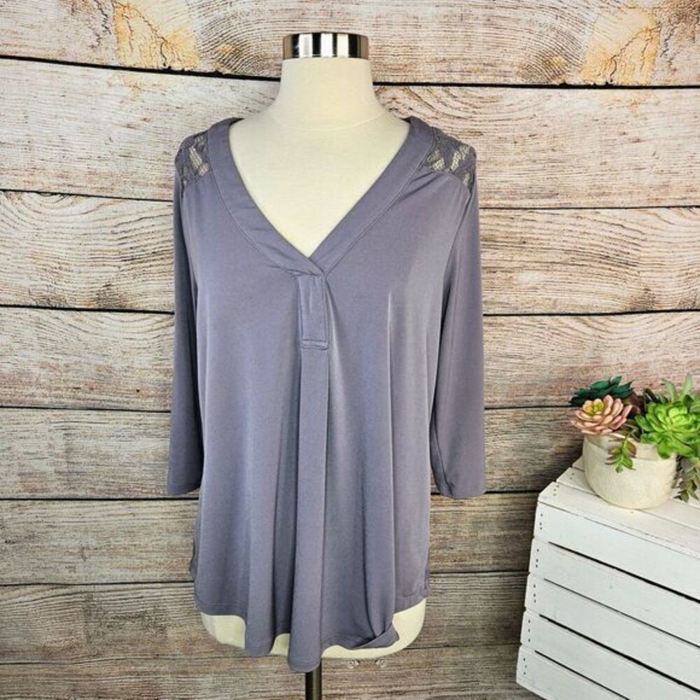 Torrid Studio Knit Lace Yoke Harper Top Lilac Purple Size 00 Medium